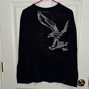 American Eagle Outfitters Black and Red Long Sleeve Shirt